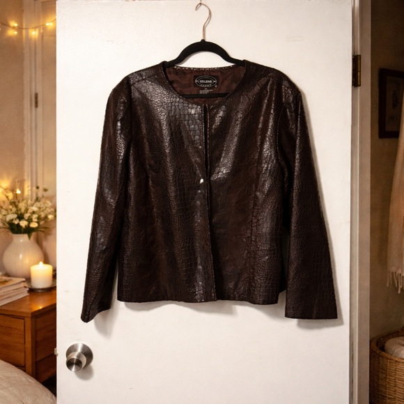 ✨Selene Sport Faux Leather Crocodile Pattern Maxi Dress & Jacket Set Size 2X - Picture 4 of 13